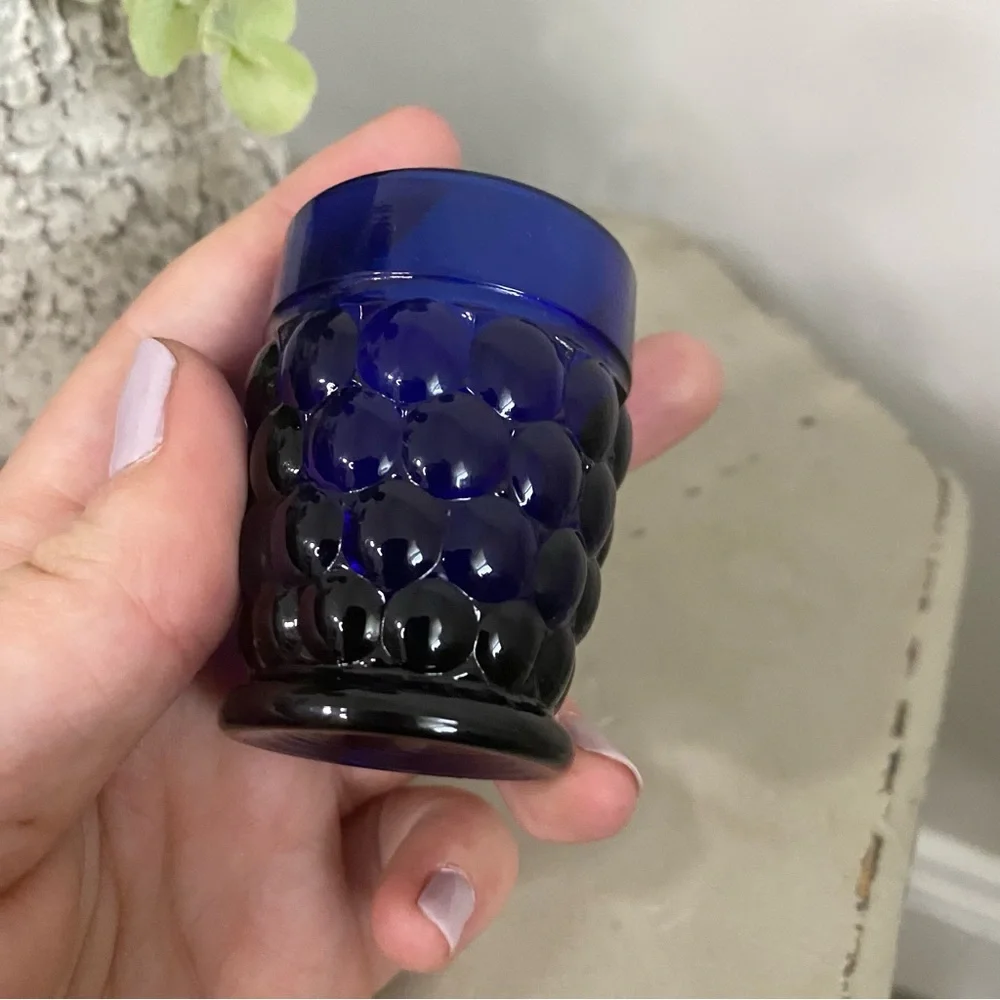 Vintage Cobalt Blue Hobnail Shot Glass